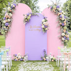 Pink and Lavender Arch Backdrop Cover 7.2FT 6.6FT 6FT Arch Covers Stretchy Backdrop Set of 3 Wedding Arch Cover Spandex Fitted Double-Color Fabric Arch Covers for Party Baby Shower Birthday Decoration - Image 2