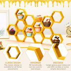 Fairysandy 12 Pcs Mini Honeycomb Cupcake Stand 50 Tiny Wooden Bee, Gold - Image 3