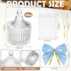 Chuangdi 12 Sets 48 Pcs Baptism Favors for Guests Crystal Candy Bowl Gifts with 12 Pcs Cross Rosary for Baptism Decorations Wedding Baby Shower Supplies First Communion Party(Blue) - Image 3