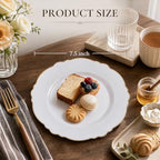 WDF 60pcs Gold Dessert Plates-7.5inch Baroque White and Gold Small Dessert Plates/Disposable Salad/Appetizer Plate for Wedding/Birthday/Fall Party - Image 6