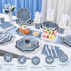 350 Pcs Dusty Blue and White Paper Plates and Napkins Set, Serve 50 Guest - Image 7