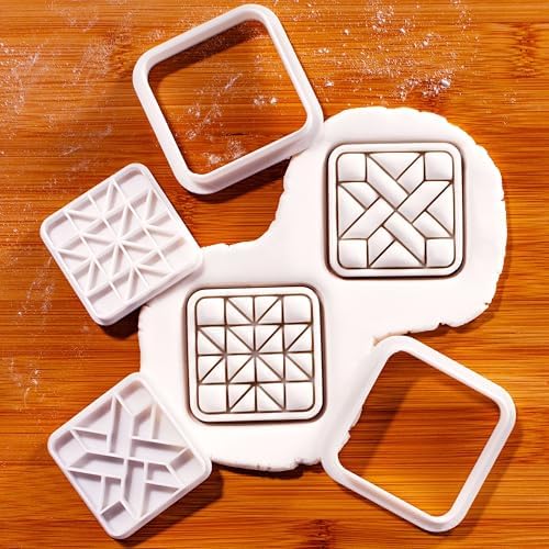 BAKERLOGY LeMoyne Star Quilt Block & Woven Star Quilt Block Mini Cookie Cutters & Stamps Set (2pcs) – Patchwork Quilting Fondant Cutter for Sewing & Craft Baking, Biscuit Cupcake Decoration Tool - Image 2