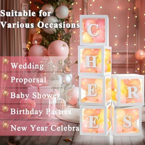 Ledido Transparent Balloon Boxes with 78 Letters Numbers Fairy Lights 6PCS - Image 4