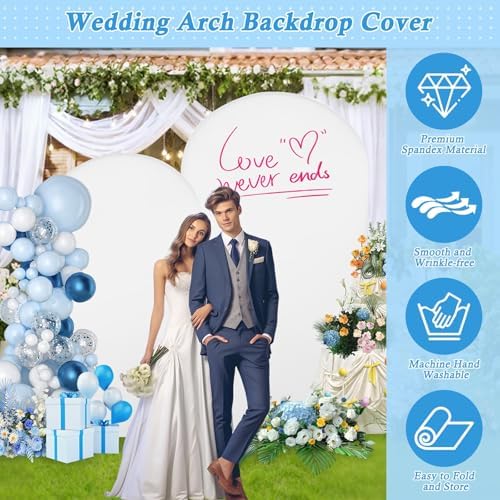 7.2FT, 6FT White Spandex Arch Backdrop Stand Covers Set of 2 - Image 2