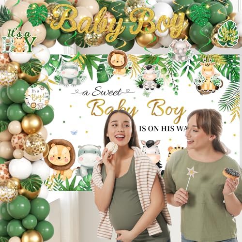 Safari Baby Shower Decorations,387pcs Jungle Baby Shower Decorations Sweet Boy Baby shower Theme Plates and Napkins Cups Tablecloth Backdrop Topper Balloons for Boy Wild Birthday Decorations - Image 7