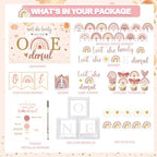 Isn’t She Lovely Isn’t She Onederful First Birthday Decorations, Little Miss Onederful Birthday Party Supplies with Boho Rainbow 1st Backdrop, Banner, Balloon Garland, Crown - Image 2