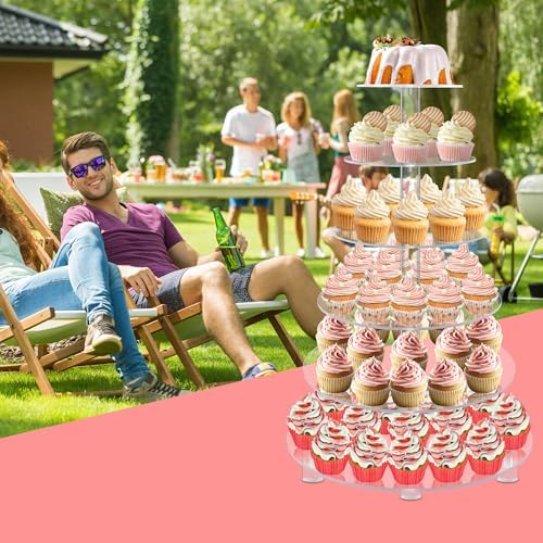 YestBuy Cupcake Stand, Acrylic Cupcake Tower Tree, 6 Tier Large Cupcake Holder for Pastry, Clear Cupcake Dispaly Stand with Base for Party, Wedding, Baby Shower - Image 2