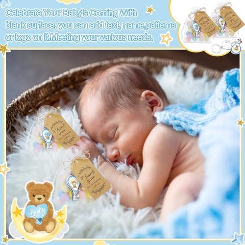 Minatee 50Set Baby Shower Bottle Openers Nail Clipper for Guest, Bear - Image 3