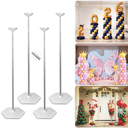 Balloon Column Stand Set of 4, 6.5ft Adjusable Height with Bases for Floor by EMART