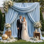 Gallety Baby Blue Backdrop Curtain for Wedding, Polyester Photo Backdrop Drapes - 40FT x 10FT Cloth Backdrop Curtain for Celebration,Stage, Social Events, Graduation,Engagement Party Decorations - Image 6