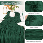 30 Pack Emerald Green Cheesecloth Table Runner 17 x 108 inch Cheese Cloth Table Runners 9ft Green Table Runner Rustic Romantic Sheer Gauze Runner for Wedding Party Baby Shower Table Decoration - Image 3