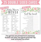 Hadley Designs - 25 Floral Trivia Game, 25 Find The Guest Game, 25 Love Or Labor Game, 25 Boobs Or Baby Butts, 25 Who Knows Mommy Best, 25 Baby Prediction Advice Cards - 6 Double Sided Cards - Image 7