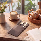 Cindeer 150 Pcs Coffee Linen Dinner Napkins with Built in Flatware - Image 2