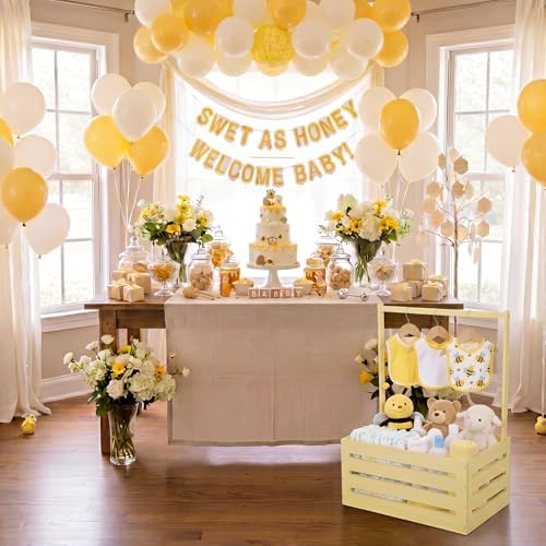 Suzile Baby Shower Crate Wooden Closet Baby Basket Gift,Creamy Yellow - Image 6