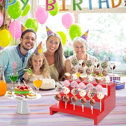 Wooden Cake Pop Stand, 2 Pcs 33 Hole Lollipop Holder for Wedding Birthday - Image 3