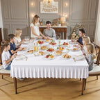 Wish Care White Spandex Tablecloths for 60x60 Inch Square Tables, Stretch Fitted Table Clothes with Pleated Ruffle Skirt for 60” Table, Wrinkle Free and Elastic, for Party Kitchen Home Dining - Image 3