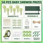 6 Set Summer Baby Shower Prizes for Game Winners, Green Handheld Fan Favor - Image 2