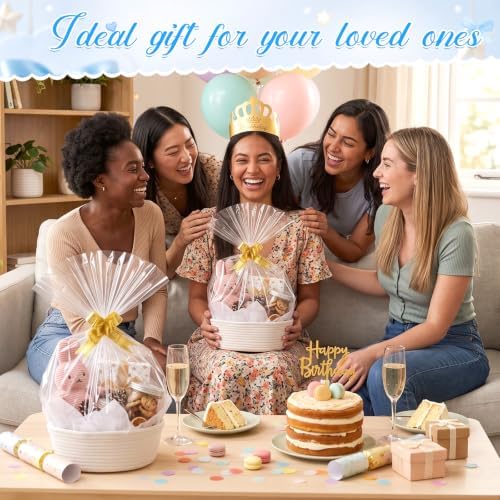OBreezify 20 Sets Small Woven Gift Basket with Handle, 12"x 8"x 5" - Image 4