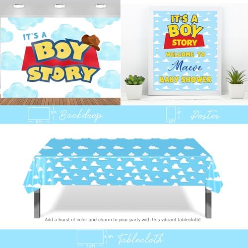Party Inspo Cartoon Toy Baby Shower Decorations, 138 PCs - Its a Boy Story Baby Shower Party Supplies with Toy Inspired Story Backdrop, Balloon Garland, Cake Topper, Mommy To Be Sash - Image 4