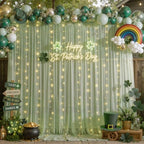 10ft x 10ft Sage Green Chiffon Backdrop Curtain with Lights String for Parties,2 Panels Sheer Tulle Curtain Wedding Backdrop for Baby Shower Birthday Party Ceremony Reception Home Decorations - Image 4