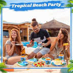 Funnymoom 250 Pcs Tropical Beach Summer Paper Plates Napkins Cups Serves 50 - Image 4