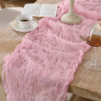 3 Pack Pink Cheesecloth Table Runners, 120 Inch 10Ft Blush Pink Gauze Table Runner for Wedding Birthday Party Baby Shower Decorations - Image 5