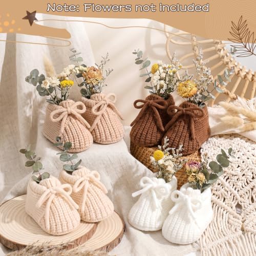 Tranqun 4 Sets Baby Booties Centerpiece No Floral DIY,Low Top,Brown - Image 4