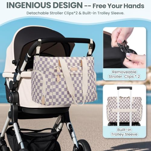 Pritent Baby Diaper Bag Tote,Waterproof Maternity Breast Pump Bags for Mom - Image 6