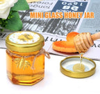 XING-RUIYANG 60 pack 1.5 oz Mini Honey Jars，baby shower favors,There's honey sticks, bee pendants, stickers and gold goodie bags，Suitable for wedding party gifts - Image 4