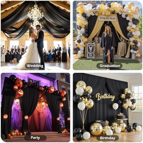 40ft×15ft Black Backdrop Curtain for Wedding Parties - Image 5