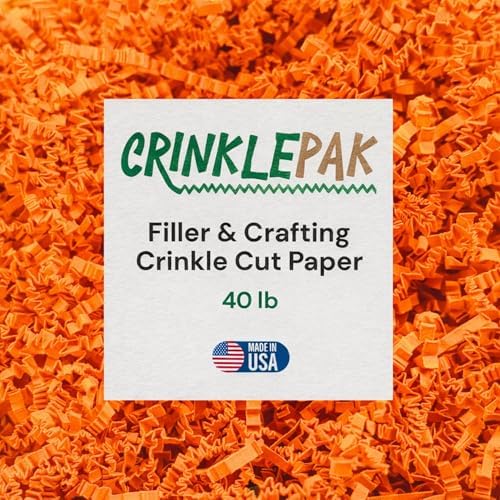 CrinklePak 40LB Orange Crinkle Paper Filler, USA Made by CrinklePak