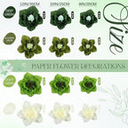 Cholemy 24 Pcs Tissue Paper Flowers, Crepe Paper Flowers Decorations 8" 10" 12" for Wedding Party Baby Bridal Shower Carnival Party Birthday Nursery Wall Decor (Green Series) - Image 2
