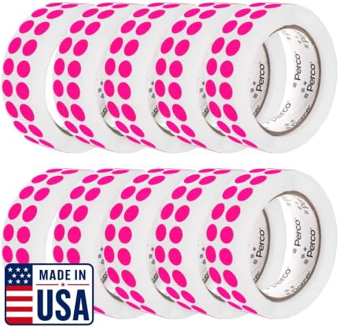 Perco Neon Pink Perforated Round Circle Dot Sticker 1/2-Inch Labels — 10 Rolls, 30,000 Stickers - Parties, Invitations for Highlights & Decorative Accents, Strong Adhesive - Made in USA by Perco