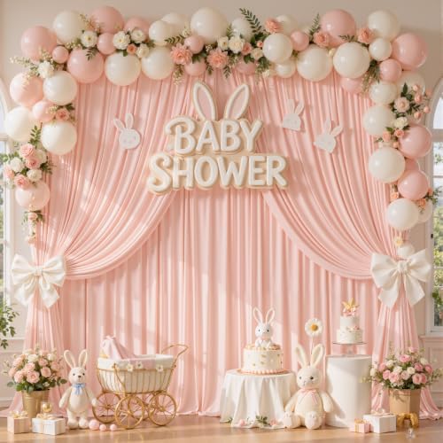 20x10ft Blush Pink Backdrop Curtain Panels for Parties - Wrinkle Free Polyester Photo Curtain Backdrop Wedding Back Drop Fabric Drapes for Party Decorations Background for Photography - Image 4