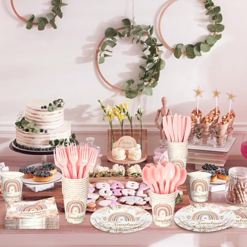 Dandat 350 Pcs Baby Shower Set, Boho Style, Pink - Image 6
