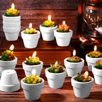 Shihanee 48 Pcs Bulk Succulent Candles Decorative Cactus Tealight Candles Handmade Mini Terracotta Clay Holders House Warming Wedding Baby Shower Spa Mexican Coworkers Teacher Birthday Gifts(White) - Image 4