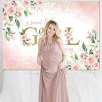 Avezano Girl Baby Shower Backdrop Pink Floral Sweet Baby Baby Shower Banner A Sweet Little Girl is on Her Way Party Decorations Banner (8x6ft) - Image 7