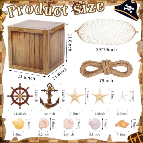 JellyArch 18 Pcs Pirate Party Decor Treasure Chest set, Multicolor, Pirate - Image 2
