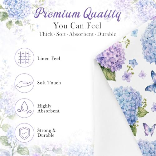 Hydrangea Linen Feel Pocket Napkins for Wedding Bridal Shower Supplies - Image 4