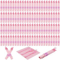 100 Pack Pre Rolled Pink Plastic Cutlery Set with Paper Napkins by conglow