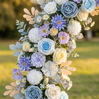 Artificial Flower Combo Box, Blue White Roses & Dahlias with Stems - Image 3