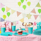 durony 350 Pieces Teal Blue Party Supplies Teal Blue Dinnerware Set Paper Plates Cup Napkins Serve 50 Guests for Birthday Wedding Baby Shower Party Family Picnic - Image 6