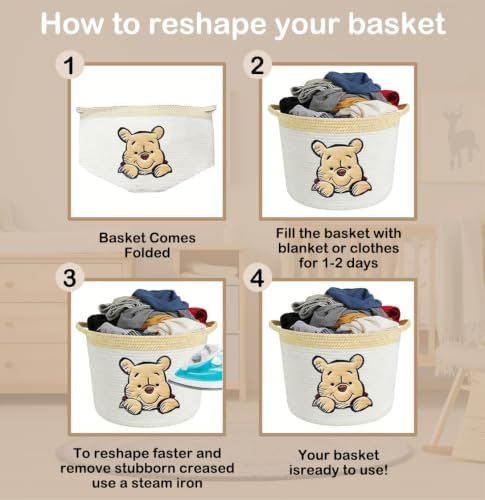 Kihraw Winnie Storage Basket for Nursery for Toy Organizer, Kids Room Decor - Image 3