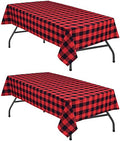 Hiasan Red and Black Plaid Tablecloth Waterproof, 2 Pack, 60 x 84 inch by Hiasan