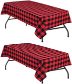 Hiasan Red and Black Plaid Tablecloth Waterproof, 2 Pack, 60 x 102 inch by Hiasan