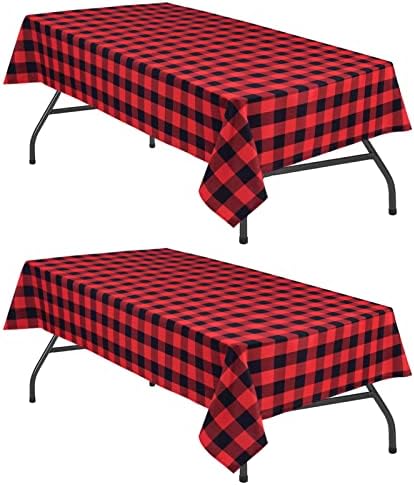 Hiasan Red and Black Plaid Tablecloth Waterproof, 2 Pack, 60 x 102 inch by Hiasan