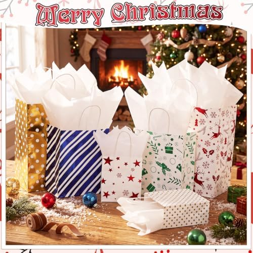 Humyoun 24 Pack Christmas Paper Gift Bags Bulk Assorted Sizes, Colorful - Image 4