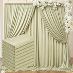 40 ft x 10 ft Wrinkle Free Light Green Backdrop Curtain for Parties, Thick Green Polyester Photo Backdrop Drapes for Baby Shower Wedding Engagement Birthday Party Backdrop Stand,5ft x 10ft 8 Panels by Outpain