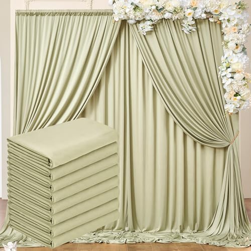 40 ft x 10 ft Wrinkle Free Light Green Backdrop Curtain for Parties, Thick Green Polyester Photo Backdrop Drapes for Baby Shower Wedding Engagement Birthday Party Backdrop Stand,5ft x 10ft 8 Panels by Outpain