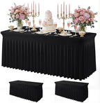 2Pack Black Spandex Tablecloth for 6FT Rectangle Table,Table Skirt by Baoszty